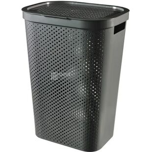 Curver Infinity, 60 л, Кошик для білизни Курвер з кришкою, пластикова, сіра