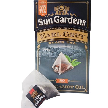 Sun Gardens, Earl Grey, 20 пак., Чай Сан Гарденс, Эрл Грей, черный с бергамотом, крупнолистовой