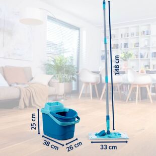 Leifheit Combi M Evo, Набор для уборки Лайфхайт, Швабра 33 x 148 см и ведро 10 л, с механическим отжимом