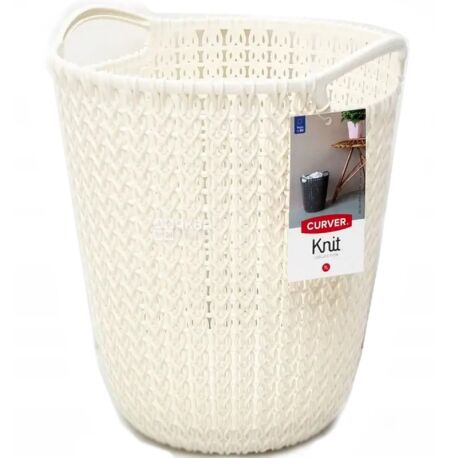 Curver Knit, 7 л, Корзина плетеная для бумаг, с ручками, пластиковая, айвори