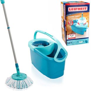 Leifheit, Набор для уборки Лайфхайт, швабра Clean Twist Disc Mop Ergo, 110 см + ведро, 20 л