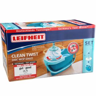 Leifheit, Набір для прибирання Лайфхайт, швабра Clean Twist Disc Mop Ergo, 110 см + відро, 20 л