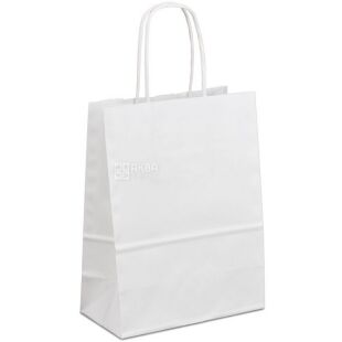 Паперовий крафт-пакет з крученими ручками, білий, 10 шт., 150х80х200 мм