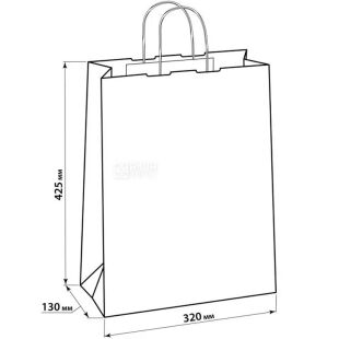 Бумажный крафт-пакет с витыми ручками, белый, 10 шт., 320х130х425 мм