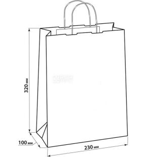 Бумажный крафт-пакет с витыми ручками, черный, 10 шт., 230х100х320 мм