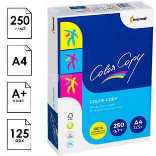 Color Copy, 125 аркушів, Папір офісний, білий, А4, Клас А+, 250 г/м2