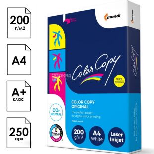 Color Copy, 250 аркушів, Папір офісний, білий, А4, Клас А+, 200 г/м2