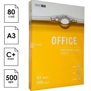 Smart Line OFFICE, 500 листов, Бумага офисная А3, белая, класс С+, 80 г/м2