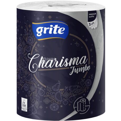 Grite, Charisma Jambo, 1 рул., Грите Харизма, Полотенца бумажные, 3-х слойные, 72 м, 245 листов, 290х240 мм