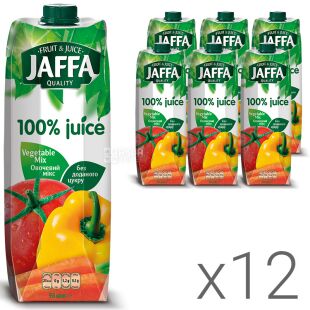 Jaffa Vegetable Mix, Упаковка 12 шт. х 0,95 л, Сік Овочевий мікс 100% Джаффа