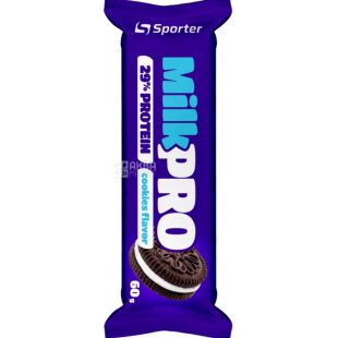 Sporter MILK PRO, 60 г, Спортер, Батончик протеїновий зі смаком печива