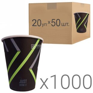 Just drink it, Стаканчики бумажные с принтом, 175 мл, 20 упаковок по 50 шт., D 69