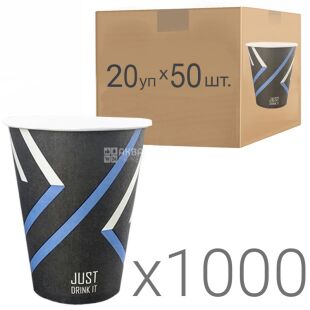 Just drink it, Стаканчики паперові з принтом, 185 мл, 20 упаковок по 50 шт., D 72 