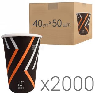 Just drink it, Паперові стаканчики з принтом, 250 мл, 40 упаковок по 50 шт., D 75