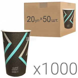 Just drink it, Бумажные стаканчики с принтом, 340 мл, 20 упаковок по 50 шт., D 79