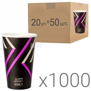 Just drink it, Паперові стаканчики з принтом, 500 мл, 20 упаковок по 50 шт., D 90