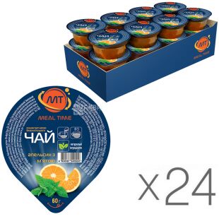 Meal Time, упаковка 24 шт., по 60 г, Мил Тайм, Концентрат напитка Апельсин с мятой 
