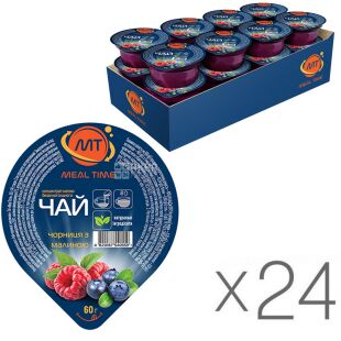 Meal Time, упаковка 24 шт., по 60 г, Мил Тайм, Концентрат напитка Черника с Малиной