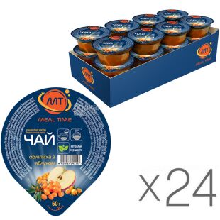 Meal Time, упаковка 24 шт., по 60 г, Мил Тайм, Концентрат напитка, Облепиха с яблоком