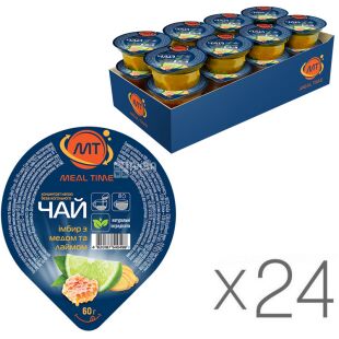 Meal Time, упаковка 24 шт., по 60 г, Мил Тайм, Концентрат напитка Имбирь с медом и лаймом