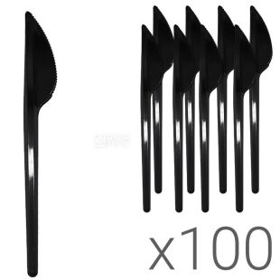Нож стекловидный прочный, черный, 100 шт. х 17 см