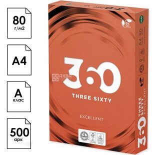 360 Excellent, 500 листов, Бумага офисная, белая, А4, Класс А, 80г/м2
