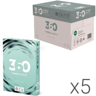 360 Everyday, Упаковка 5 шт. х 500 листов, Бумага офисная А3, белая, класс С, 80г/м2