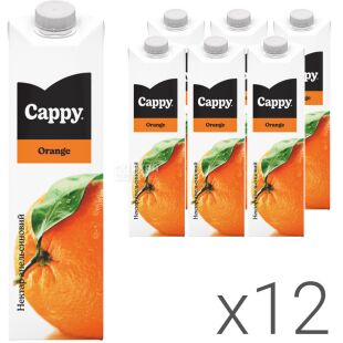 Cappy Orange, Упаковка 12 шт. х 1 л, Нектар Апельсиновый Каппи