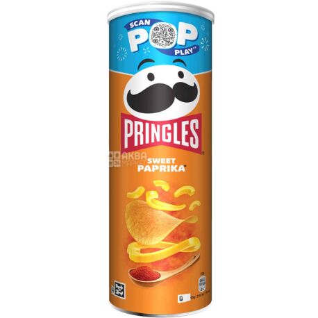 Pringles Paprika, 165 г, Чипсы картофельные, Принглс паприка, тубус