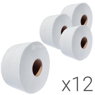 Ruta Jumbo, Упаковка 12шт. х 1 рул., Туалетний папір целюлозний Рута , двошаровий, 90 м, без перфорації, на втулці