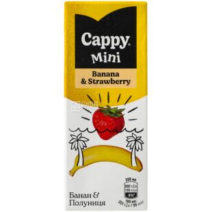 Cappy mini Banana Strawberry, 0,2 л, Нектар Банан-Клубника Каппи мини, с трубочкой