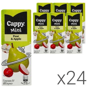 Cappy mini Pear Apple, упаковка 24 шт. х 0,2л, Нектар Груша-яблоко Каппи мини, с трубочкой