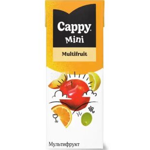 Cappy Mini Multifruit, 200 мл, Каппи мини, Нектар мультифруктовый, с трубочкой