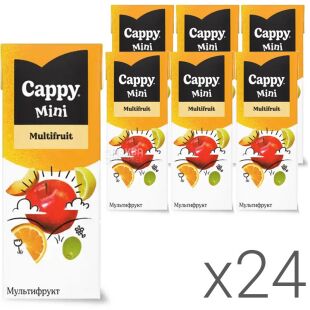 Cappy Mini Multifruit, Упаковка 24 шт. х 200 мл, Каппи мини, Нектар мультифруктовый, с трубочкой