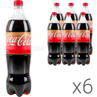 Coca-Cola Vanilla, Упаковка 6 шт. х 1,25 л, Напиток газированный Кока-Кола Ваниль, ПЭТ