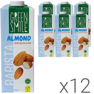 Green Smile, Barista, Упаковка 12 шт. х 1 л, Напій рисово-мигдальний, ультрапастеризований, 1,5 %