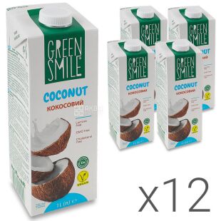 Green Smile, Barista, Упаковка 12 шт. х 1 л, Напиток рисово-кокосовый, ультрапастеризованный, 3 %