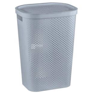 Curver Infinity, Кошик для білизни з кришкою, пластиковий, Курвер, 60 л, світло-сірий