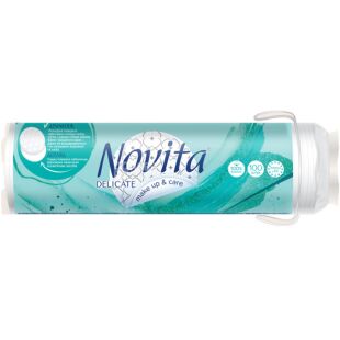 Novita Delicate, 100 шт., Новита, Ватные диски для косметических и гигиенических процедур