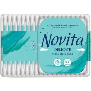 Novita Delicate, 300 шт., Новіта, Ватні палички для косметичних та гігієнічних процедур