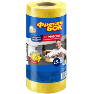 Фрекен Бок, 15 шт., Серветки для прибирання універсальні, 270 х 330 мм, жовті, в рулоні