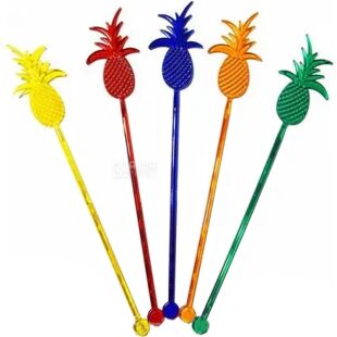 Мішалки  склоподібна Ананас кольорові, 100шт., 20 см