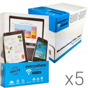 Everywhere Printing paper, Упаковка 5 шт. х 500 аркушів, Папір офісний А4, білий, клас В, 80 г/м2