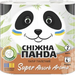 Сніжна Панда Super Absorb Aroma, Папір туалетний, двошаровий, 4 рул.