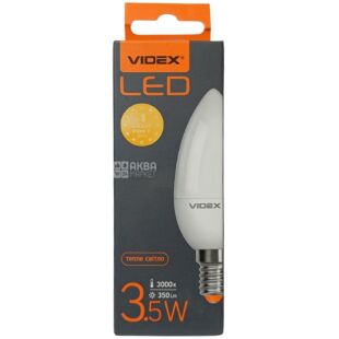 VIDEX LED C37e, Лампа світлодіодна, цоколь E14, 3.5W, 3000K, тепле світіння, 350 Lm