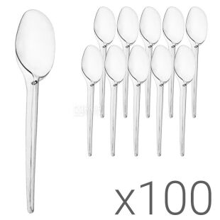 Ложка десертна склопластикова, прозора, 100 шт., 16 см