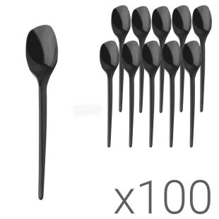 Ложка чайна пластикова, чорна 100шт., 16 см