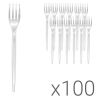 Вилка одноразовая стекловидная, прозрачная, 100шт., 16 см