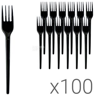 Вилка стекловидная, черная 100шт., 16 см