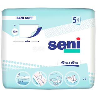 Seni Soft, 5 шт., Пеленки гигиенические, 40х60 см 
